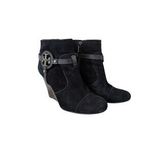 Tory Burch Aaden Wedge Soft Suede T Calf Bootie size 8.5